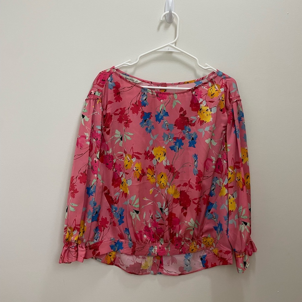 Zara Basic Floral Blouse Size S